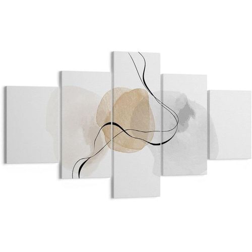 Moderne Impression sur Toile Abstrait Minimaliste Aquarelle Image Tableau Decoration Murale Decoration Salon Chambre Triptyque 5 parties Tableaux Decoratifs Mu 150 x 80 cm sans cadre