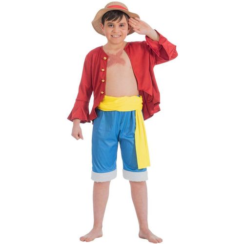 One Piece - Luffy - Deguisement Taille 140 Cm - 4 Accessoires