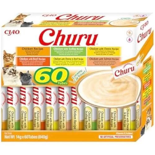 Friandises Pour Chats - Inaba - Churu - Variétés De Poulet - Texture Lisse - Lot De 60 Tubes