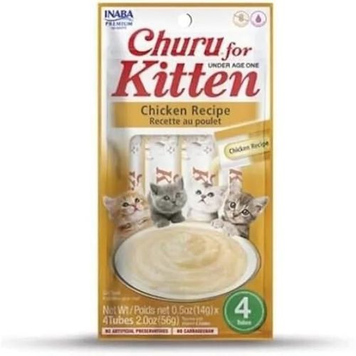 Churu Lot De 4 Friandises Saines Pour Chatons De Moins De 12 Mois, Poulet (4 Pièces X 14 G)