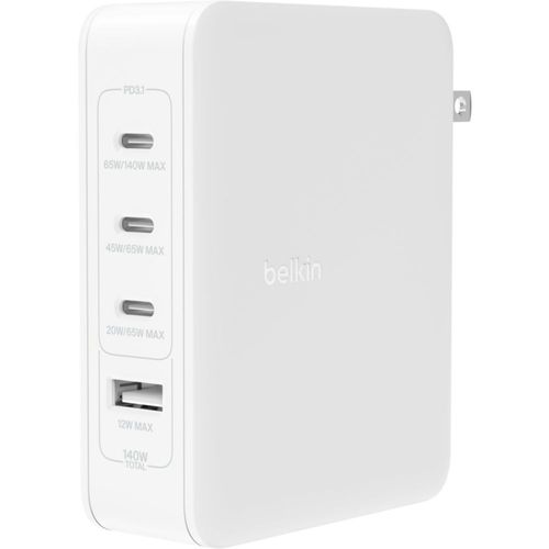 Chargeur secteur Belkin BoostCharge Pro GaN 4 ports 140 W Blanc