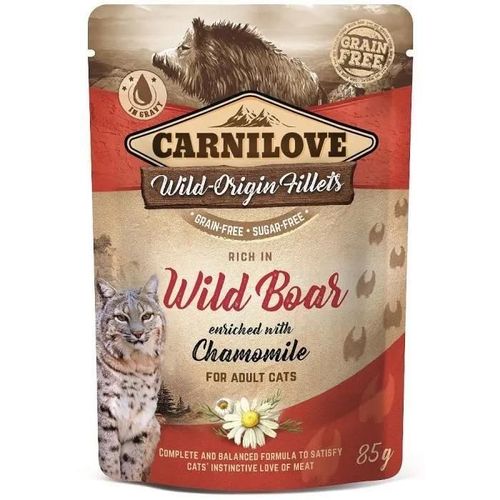 Nourriture Humide Pour Chats - Carnilove - 85 G - Saveur Sanglier - Adulte - Protéines 8%