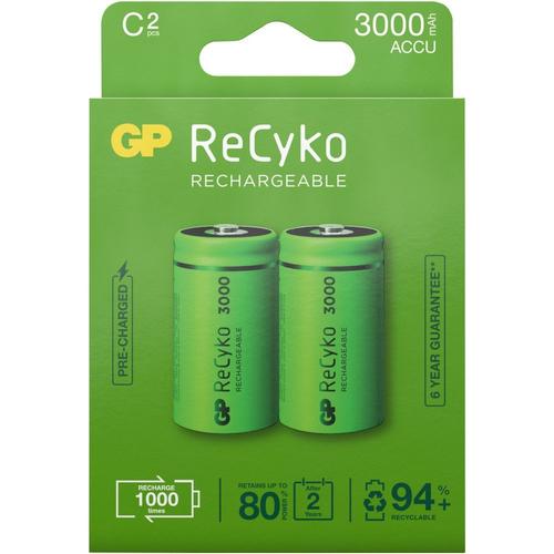 GP - Pile rechargeable GP ReCykO+ 2x C 3000 mAh  - Multicolore