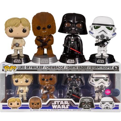 Figurine Funko Pop - Star Wars 4 : Un Nouvel Espoir - Luke Skywalker / Chewbacca / Dark Vador / Stormtrooper - Pack (74138)