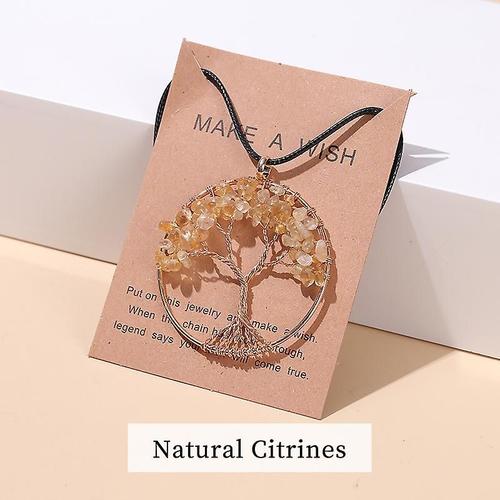 Changer Mieux 7 Chakras Arbre De Vie Pendentif Collier Couleur Or Sagesse Cristal Naturel Puce Perles À La Main Corde Bijoux Cadeau B