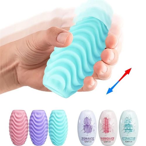 Jouets Sexuels Masculins De Chatte De Poche, Masturbateur Pour Hommes, Bâton Souple, Tasse De Masturbation, Petit ?Uf Sexuel, Double Visage, Jeu Solo Utilisable Sky Blue