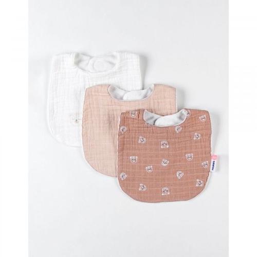 Lot De 3 Bavoirs Bébé Félins Cappuccino Et Beige