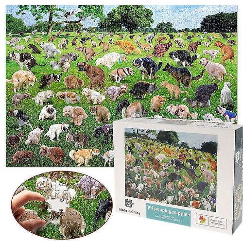 Puzzle 1000 pièces, 101 chiots qui font caca, chiens, caca amusants, cadeau créatif pour enfants