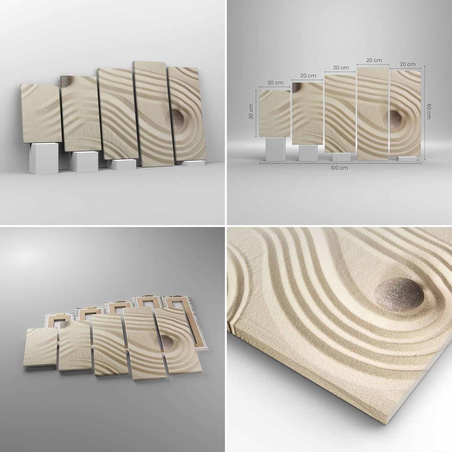 Moderne Impression sur Toile Pierres Chiffres Sable Image Ta... - 2