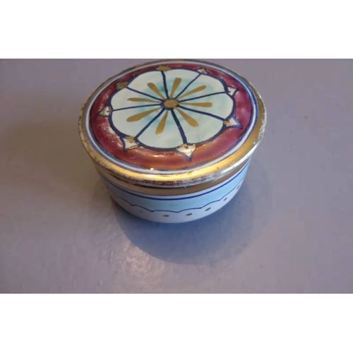 Ancienne Petite Boite Ronde En Faïence