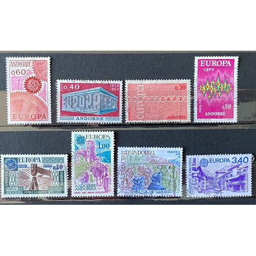 Lot De 8 Timbres Europa Oblitérés Andorre Français