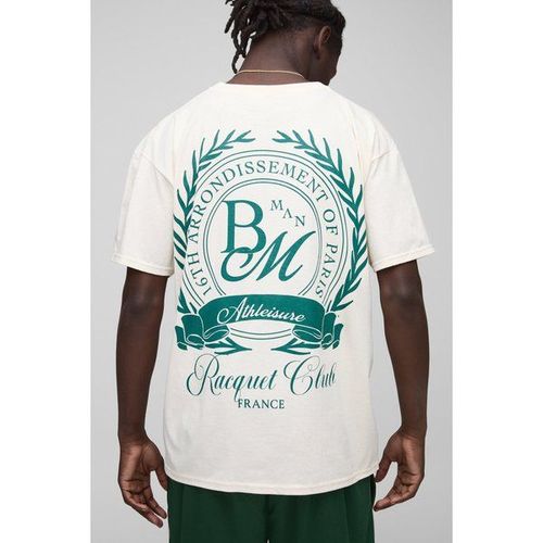 T-Shirt Oversize Universitaire À Écusson Homme - Ecru - L, Ecru