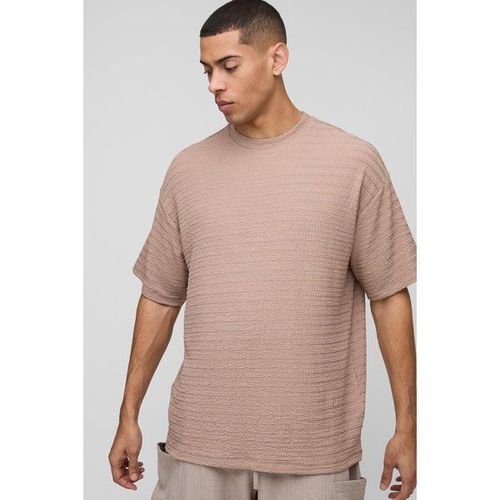 T-Shirt Oversize À Motif Jacquard Homme - Taupe - Xl, Taupe