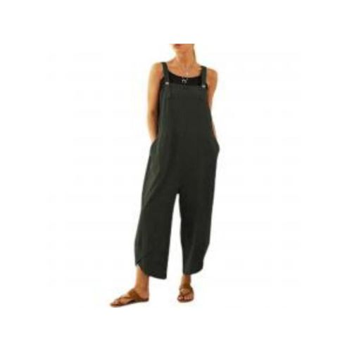 Pantalon à bretelles Long et ample pour femmes, combinaisons à jambes larges, barboteuse Baggy, salopette sarouel avec poches, grande taille XLvert