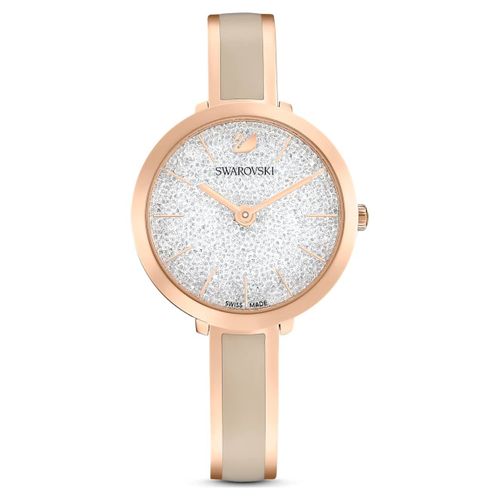 Montre Crystalline Delight, Fabriqué En Suisse, Bracelet En Métal, Gris, Finition Or Rose