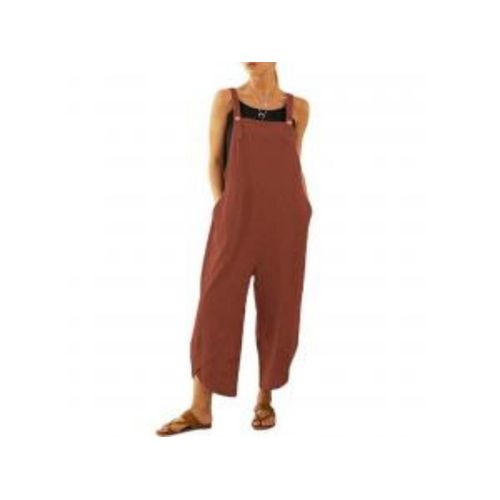 Pantalon à bretelles Long et ample pour femmes, combinaisons à jambes larges, barboteuse Baggy, salopette sarouel avec poches, grande taille rouge
