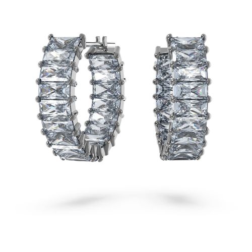 Anneaux D'oreilles Matrix, Taille Baguette, Grises, Métal Plaqué Ruthénium