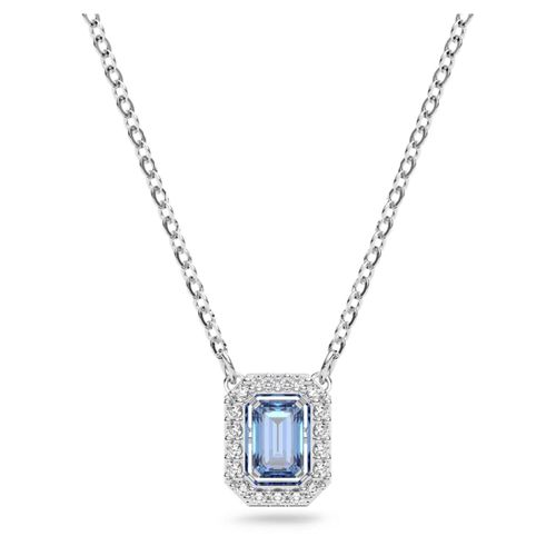 Collier Millenia, Taille Octogonale, Bleu, Métal Rhodié