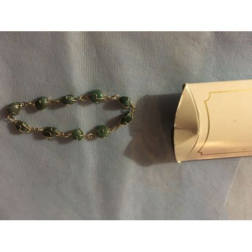 Bracelet Fantaisie Doré Avec Pierres Vertes