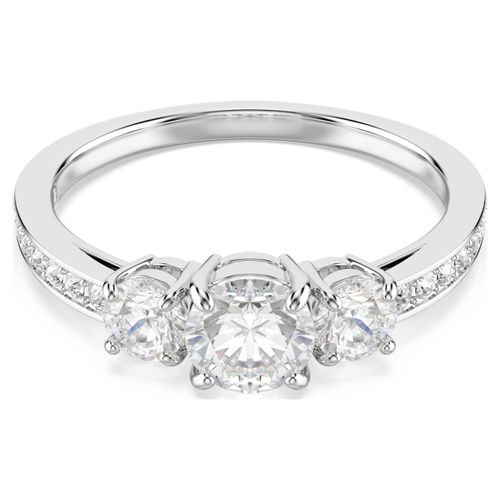 Bague Attract Trilogy, Taille Ronde, Blanche, Finition Argentée