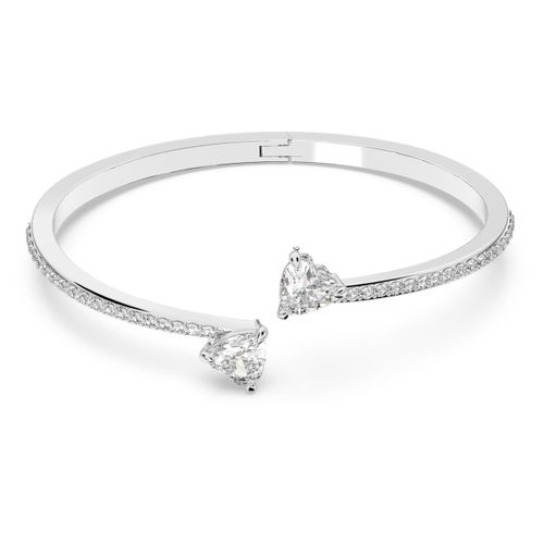 Bracelet-Jonc Mesmera Attract, C?Ur, Blanc, Métal Rhodié