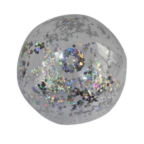 3 pièces Ballon de Piscine à Paillettes Jouets 16 Pouces Confettis Jumbo Gonflable Ballon de Plage Transparent Piscine Eau Jouets de Plage fête en Plein air Enfants Cadeaux Adultes Argent