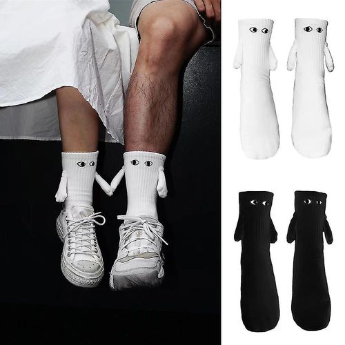 1/2 Paires Couple Tenant La Main Chaussettes Drôle Nouveauté Magnétique Mi-Mollet Main Dans La Main Chaussettes Femmes Hommes 3d Poupée Chaussettes Cadeauxnoir - 1 Paire