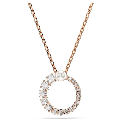 Pendentif Matrix, Perle De Cristal, Taille Ronde, Blanc, Placage De Ton Or Rosé