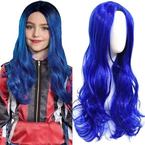 Descendants 3 Evie Cosplay Perruque De Cheveux Halloween Carnaval Fête Bleu Bouclés Longues Perruques Accessoires De Déguisement