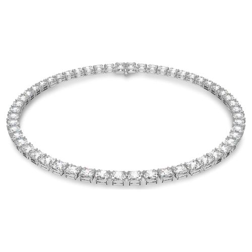 Collier Tennis Millenia, Taille Carré, Blanc, Métal Rhodié
