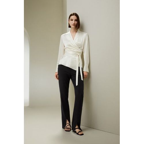 Lilysilk Blouse Soie Blanc Ceinture Intégrée À La Taille 100% Soie Pure Parfait Pour Le Travail Et Les Vacances 48