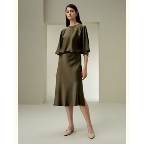 Lilysilk Jupe En Soie Mi-Longue Ourlet Fendu Sur Le Côté Soie De Mûrier De Haute Qualité Mettant En Valeur La Féminité Style D'affaires Pin 46