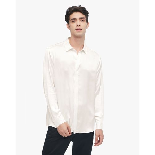 Lilysilk Chemise Classique En Soie À Manches Longues Pour Hommes Blanc Naturel Xl