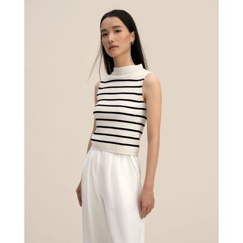 Lilysilk Pull À Bande De Soie Filée Recadrée Mocknek Sans Manches Doux Pour La Peau Et Respirant