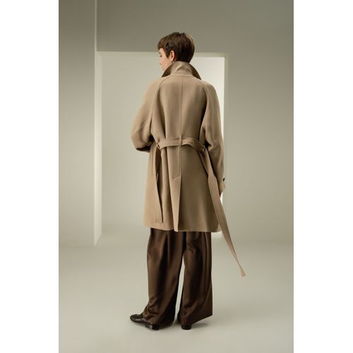 Lilysilk Manteau Pour Femme Le Col Coupe-Vent Ajoutent Manches Cocon Soie-Laine Texture Luxueuse Les Essentiels De La Garde-Robe Kaki S