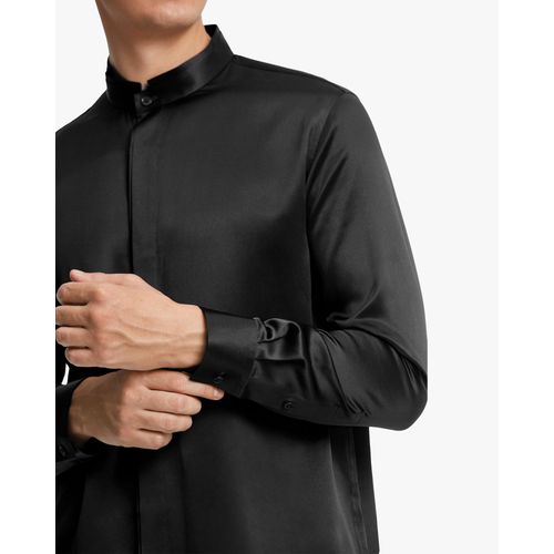 Lilysilk Chemisier En Soie Homme France Chemise Homme Classique En Soie À Patte De Boutonnage Dissimulée Noir