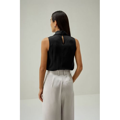 Lilysilk Haut En Soie Femme Trois Plis Sur L'épaule Droite Soie De Haute Qualité Facile À Assortir Élégance Sans Effort Noir S