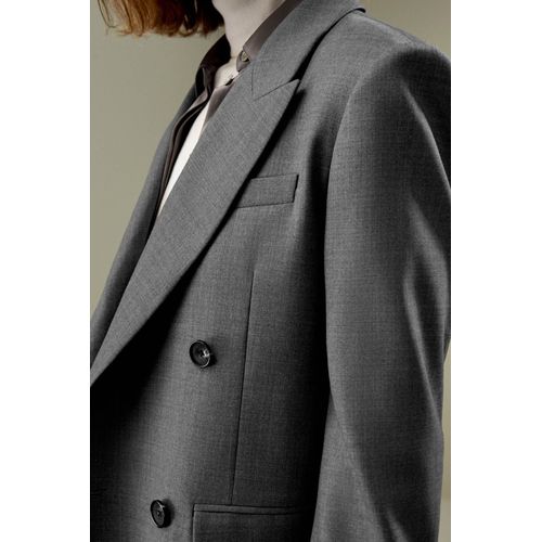 Lilysilk Veste Blazer Laine Femme Design Moderne Mélanges De Soie-Laine Style D'affaires Suie 34