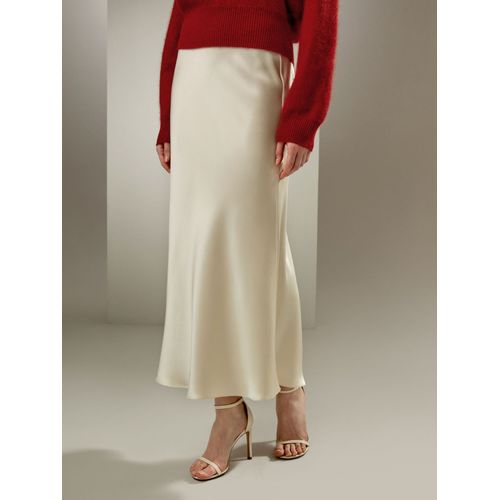 Lilysilk Jupe Longue Soie Zip Latéral Soie De Haute Qualité Convient À Toutes Les Saisons Jupe Longue Et Droite À Ourlet Évasé Lilyblanc 42