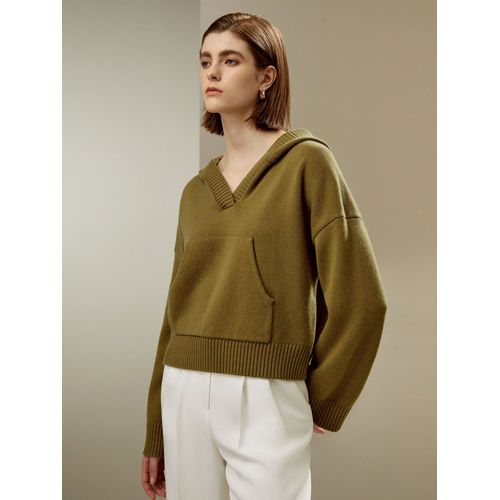 Lilysilk Sweat À Capuche Court Manches Tombantes Laine Les Essentiels De La Garde-Robe Doux Pour La Peau, Confortable Et Durable Vert Avocat S