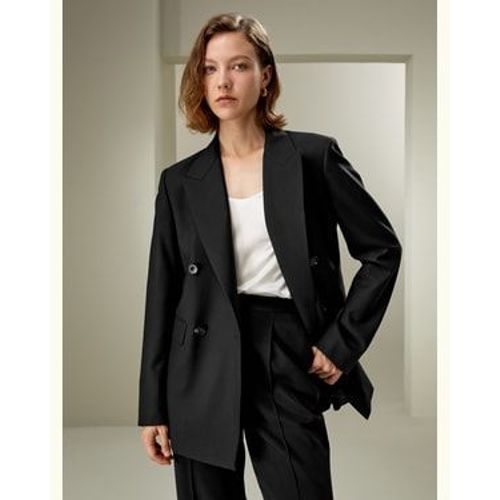 Lilysilk Veste Blazer Laine Femme Design Moderne Soie Et Laine Les Essentiels De La Garde-Robe Noir 36