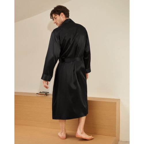 Kimono En Soie Pour Homme Noir Xl Avec Poches Idéal Pour Été Lilysilk