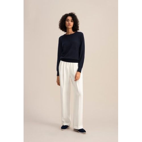 Lilysilk Pull Cachemire Bleu Marine Col Rond, Coupe Régulière 100% Bébé Cachemire Une Touche D'élégance Dans Votre Vie Xs
