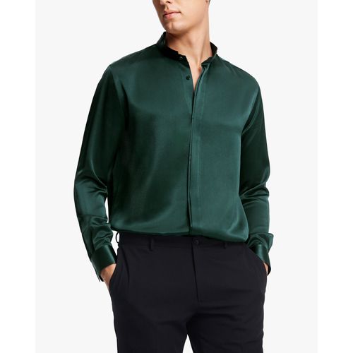 Lilysilk Chemisier En Soie Homme France Chemise Homme Classique En Soie À Patte De Boutonnage Dissimulée Vert Sapin