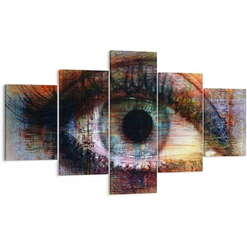 Impression sur toile - Image sur Toile - 5 Parties - oeil abstraction - - Decoration murale - Tableaux Décoration - Encadrée - Tableau Mural - Tableaux pour la 50 x 25 cm. (sans cadre)