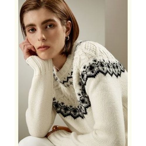 Lilysilk Pull À Col Rond Pull Femme Pull Fair Isle Laine-Cachemire Sophistiqué Et Élégant Douceur Contre La Peau Blanc M