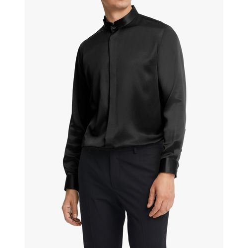 Lilysilk Chemise Soie Noire Homme Noir Boutons Cachés, Coupe Régulière 100% Soie De Mûrier Léger Et Respirant Chemise S