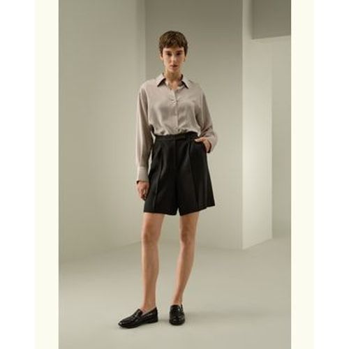 Lilysilk Short En Laine Pour Femme Short Bermuda 30 % Soie, 70 % Laine Mettent En Valeur Votre Taille Parfait Pour Le Travail Et Les Vacances Noir 42