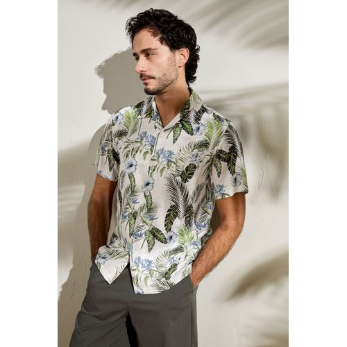 Lilysilk Chemise Homme Soie Poche Poitrine Gauche Soie De Haute Qualité Peut Être Essayé Imprimé Palmiers Tropicaux S