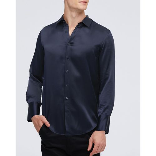 Lilysilk Chemise De Base Pour Homme En Soie De Mûrier Bleu Marine L